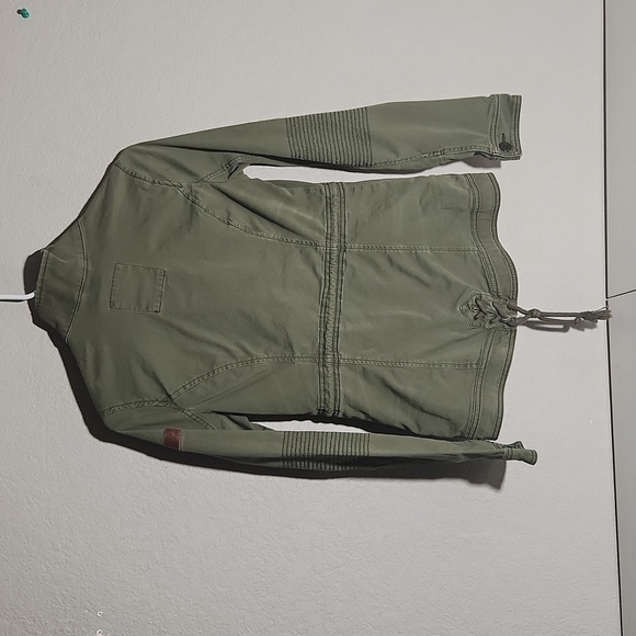 Hollister Jacket Womens XS Lace Back Drawstring Waist Military Green Grunge - Picture 4 of 11